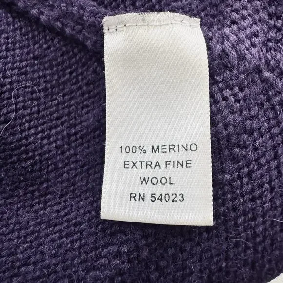 VTG Banana Republic Y2K Sz Medium Fine Merino Wool Plum Purple Cardigan Jacket - Picture 6 of 7